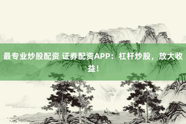 最专业炒股配资 证券配资APP：杠杆炒股，放大收益！