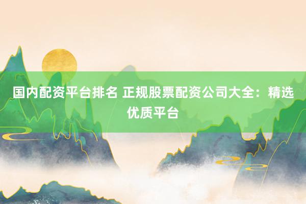 国内配资平台排名 正规股票配资公司大全：精选优质平台