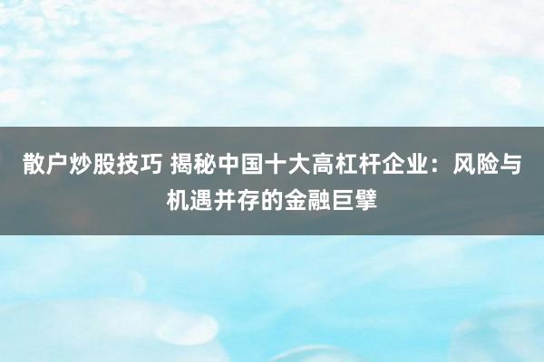 散户炒股技巧 揭秘中国十大高杠杆企业：风险与机遇并存的金融巨擘