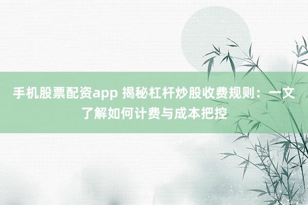 手机股票配资app 揭秘杠杆炒股收费规则：一文了解如何计费与成本把控