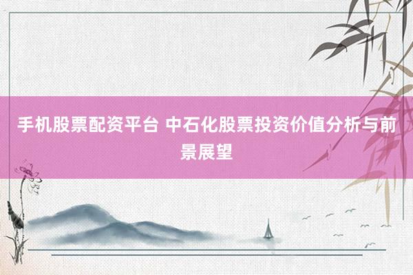 手机股票配资平台 中石化股票投资价值分析与前景展望