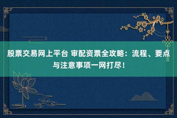 股票交易网上平台 审配资票全攻略：流程、要点与注意事项一网打尽！