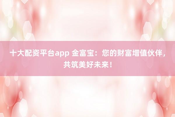 十大配资平台app 金富宝:您的财富增值伙伴,共筑美好未来!