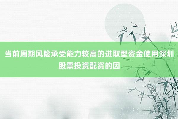 当前周期风险承受能力较高的进取型资金使用深圳股票投资配资的因