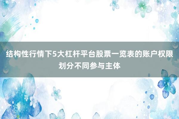 结构性行情下5大杠杆平台股票一览表的账户权限划分不同参与主体