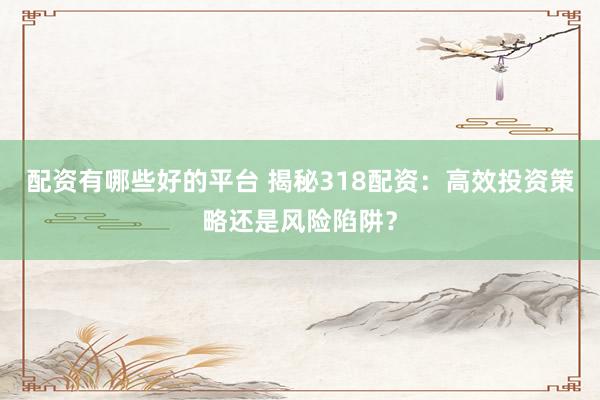 配资有哪些好的平台 揭秘318配资：高效投资策略还是风险陷阱？