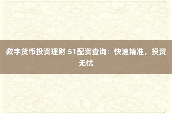 数字货币投资理财 51配资查询：快速精准，投资无忧