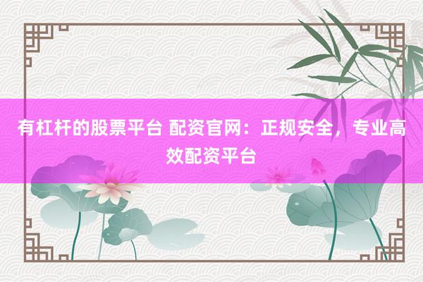 有杠杆的股票平台 配资官网：正规安全，专业高效配资平台