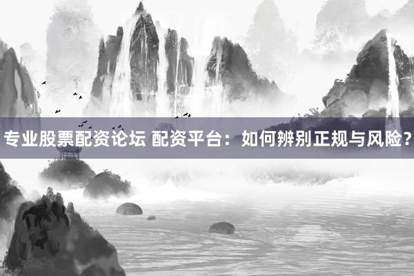 专业股票配资论坛 配资平台:如何辨别正规与风险?
